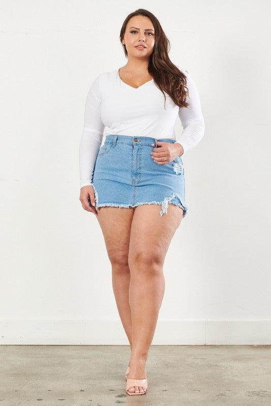 "is it Really" Curvy Denim Skirt - Mint Leafe Boutique 